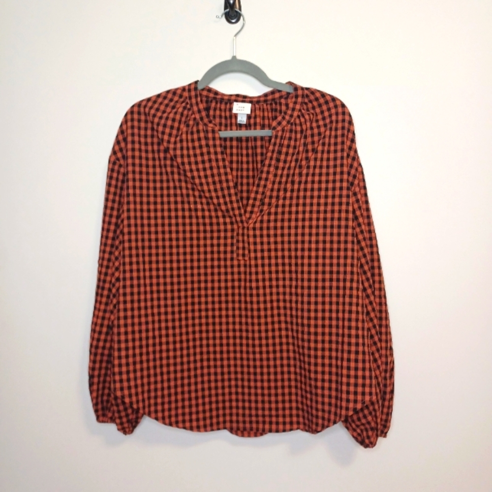 A New Day Gingham Puff Sleeve Blouse